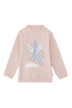 Kids Cotton Unicorn Print Sweatshirt